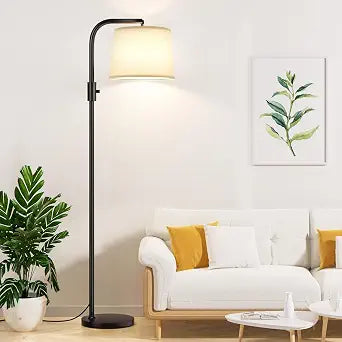 Ambimall Arc Floor Lamp for Living Room with Rotary Switch, Linen Shade