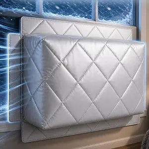 Window AC Cover Inside with Wind-Proof Wing - Silver Thickened for Winter M