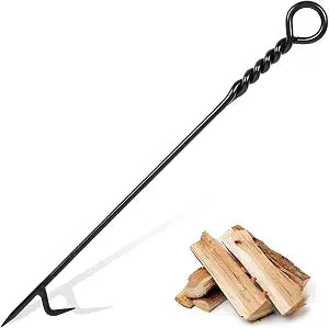 40in Fire Poker for Fire Pit, Twisted Rope Design Fireplace Poker