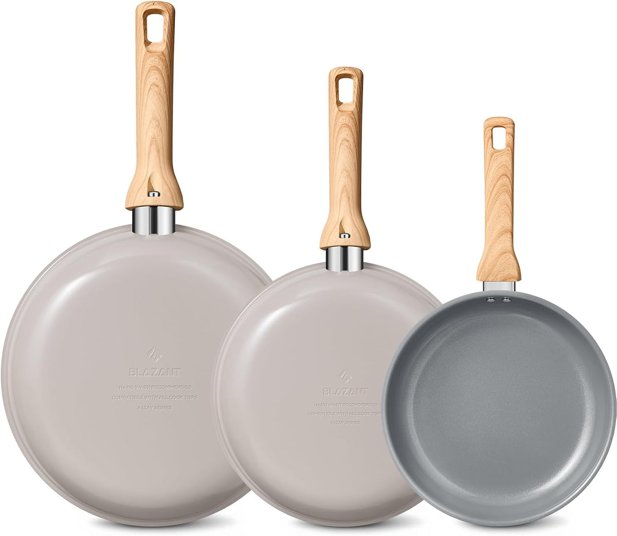 BLAZANT Non Stick Frying Pans Set, 3-Piece Ceramic Nonstick Skillets