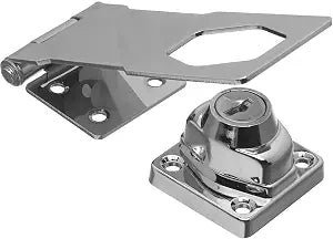 National Hardware N206-953 Keyed Hasp Door Security Lock, Chrome, 4-1/2 in