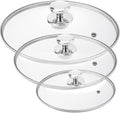 Glass Lid for Pots and Pans, 3 pcs Lid Replacement Set Cookware Cover (8 In + 10.25 In + 12 In)
