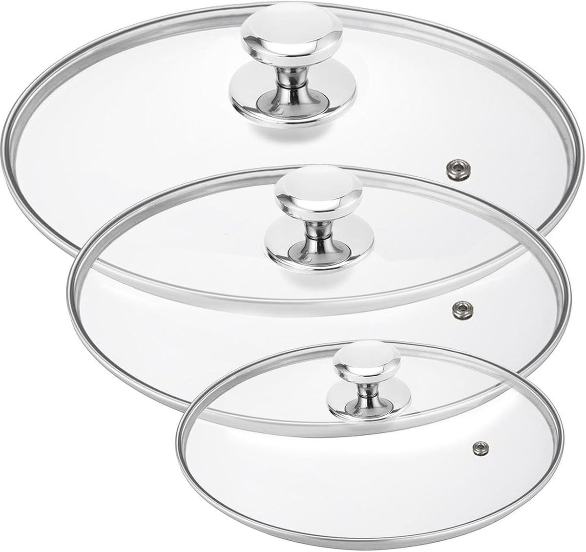 Glass Lid for Pots and Pans, 3 pcs Lid Replacement Set Cookware Cover (8 In + 10.25 In + 12 In)