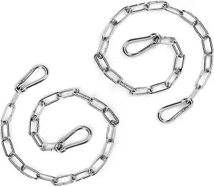 2PCS Stainless Steel Gate Chain Lock - 24 Inch Chain Link with Double-Ended Carabiners for Outdoor Fence and Metal Gates - Secure Gate Latches and Locks for Cow, Horse, Dog, Pet Cages