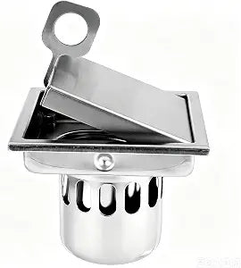4" Square Shower Drain, Brushed 304 Stainless Steel, Inlayable Tile