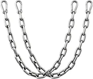 2 Pack Stainless Steel Gate Chain Lock, 5/32" x 28" Latch with Carabiners