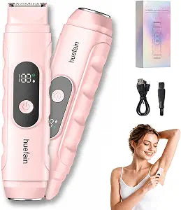 2 in 1 Bikini Trimmer for Women, Compact Dual Head Travel Shaver (Pink)
