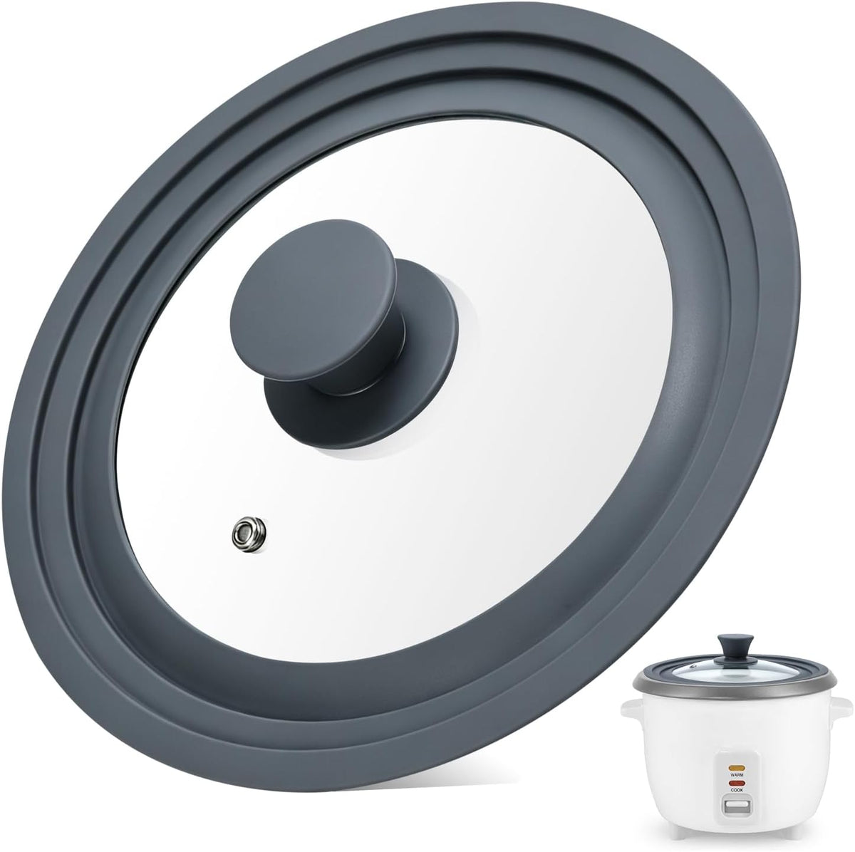 Tempered Glass Rice Cooker Lid, Fits 7.6-9.2 in Pots, Pans and Skillets