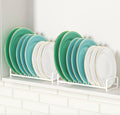 Plate Organizer for Cabinet (2-Pack),Kitchen Dish Rack Organizer for Cabinet Countertop Drawer Space Saverï¼Œ8 Slots Vertical Plate Holder Storage Rack, Housewarming Kitchen Gifts for Women (White)