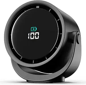YOSHENMO Portable Desk Fan for Bedroom, Turbo Table Fans with smile icon LED Display, 6-inch, 5-Speed Strong Airflow, Low Noise, 360 Adjustable Tilt, Suitable for Home, Office, Outdoor, Ink Black