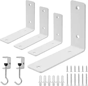 L Floating Shelf Brackets,4 Pack Heavy Duty L Brackets for Shelves, L 5" X H 4" White Metal Countertop Support Brackets,Wall Mounting for Wood