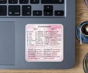 MAKTEM Shortcut Sticker Guide for Chromebook Laptops - Pink Blush Watercolor - Vinyl Keyboard Reference Decal (Pink Blush Pattern)