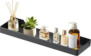 Alise Bathroom Shelves,15.75" Black Glass Shelves for Bathroom Wall Mounted