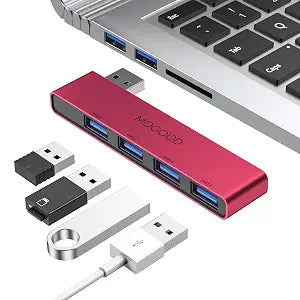 MOGOOD USB Hub 3.0 Splitter for Laptop, 4 in 1 Multiport Adapter Left Side
