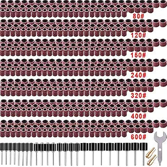 AUSTOR 531 Pcs Sanding Drum Set 80/120/150/240/320/400/600 Sander Sleeves
