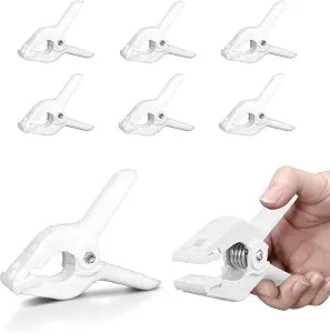 EMART 6 Pack Heavy Duty Spring Clamps 4.5 inch Plastic White Backdrop Clips