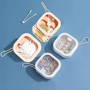 Hair Tie Organizer 4 Pack, Small Hair Tie Holder Travel, Pink White