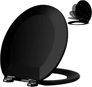 Angol Shiold PP Slow Close Toilet Seat (Round, Black)
