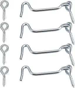 4Pcs 2 inches Cabin Hook Eye Latch Gate Door Swivel Window Door Hook with Mounting Screws