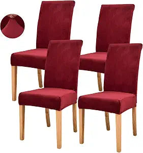 Dining Room Velvet Chair Covers, Chair Seat Slipcovers Set of 4