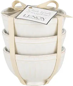Lenox (858037 ) French Perle Groove Bowls (Set of 3), Mini, White
