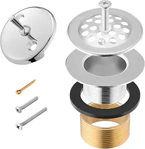Trip Lever Bathtub Drain Kit for 1-1/2" and 1-3/8" Bathtub Drain Replacement, Universal Tub Drain Trim Set with Trip Lever Overflow Faceplate and Strainer for Home & Hotel Bathrooms