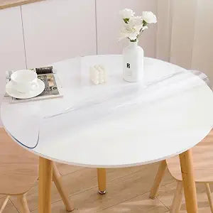 45 Inch Round Clear Table Cover Protector, Clear Round Protector for Dining Room Table, 1.5mm Thick Waterproof Round Plastic Vinyl Table Pad
