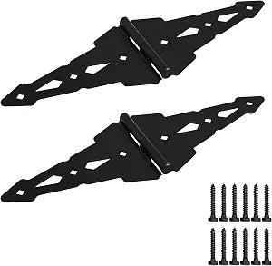 8 Inch Heavy Duty Gate Hinges For Wooden Fences Patios Barn Doors Yard Gates With Screws Black Western Style