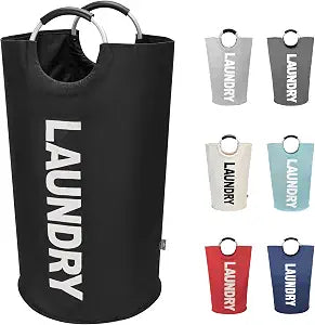DOKEHOM 90L Large Laundry Basket Bag, Collapsible Tall Hamper, Black