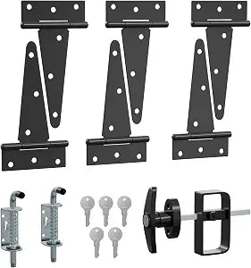 SKYSEN Shed Door Hardware Kit, Complete Set with T-Handle Lock, Barrel Bolts & Hinges.(sdhk)
