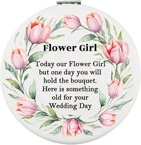 WUSUANED Flowers Girl Makeup Mirror Proposal Gift (Flower Girl Mirror White)