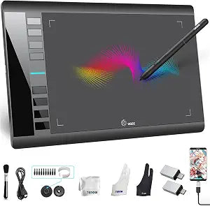 UGEE Drawing Tablet Graphics, M708 V2 Upgrade PC&Computer&Android Device,10x6 Inch Ultra Thin Large Graphic for PC, Pad with 8 Hot Keys Upgrade 16384 Level Battery-Free Stylus for Unleash Creativity