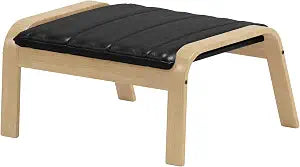 The PU Leather Poang Footstool Cover Replacement is Custom Made for IKEA Poang Chairs Ottoman Slipcover. (PU Leather Black)