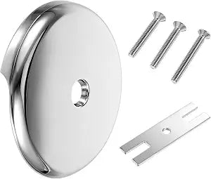 Bathtub Overflow Drain Cover, Tub Overflow Cover Bathroom Tub Overflows Drain Covers Stainless Steel Single Hole Bathtub Covers, Single-Holes Bath Tub-Drain Overflows-Plate with Matching Screws