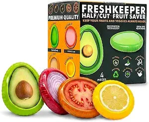 Avocado Saver & Onion Storage  Set of 4 BPA-Free Food Containers with Silicone Lids  Reusable Fruit and Veggie Savers, Fresh Pods for Food  Perfect for Tomato Holder, Garlic, Lemon & More