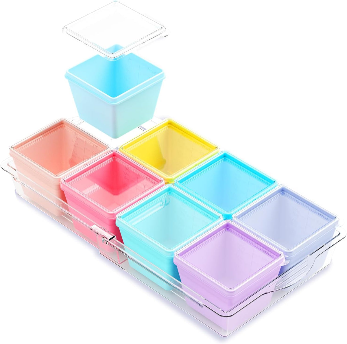Gemice 1-Cup Silicone Freezer Molds with Lids & Base for Soup, 8-Pack