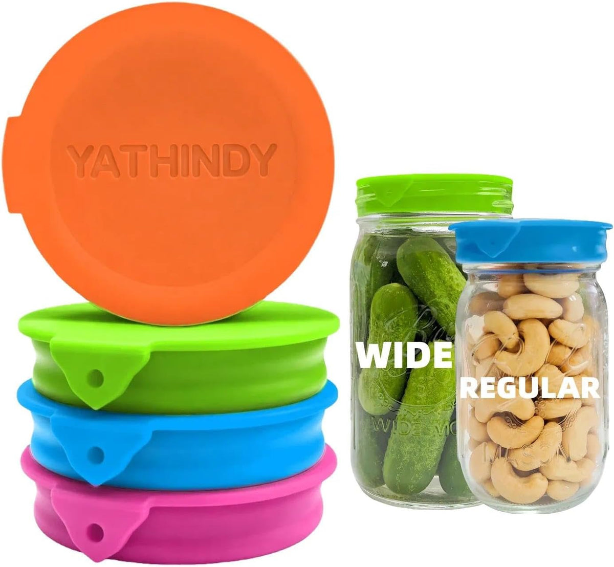 ORIGINAL CREATOR-4 Pack Silicone Mason Jar Lids for Ball, Kerr and More,Fit Regular Mouth & Wide Mouth Storage Caps for Mason/Canning Jars,Leak-Proof,Dishwasher Safe(Single-color)