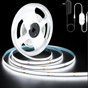GUPUP 16.4ft COB Turnable Rope Light, White LED Strip Light, 6500K 24V