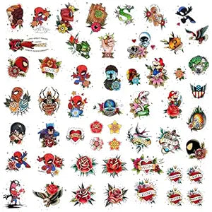 53 tattoo sets,American retro tattoos,Superhero Temporary Tattoos for Kids and Adult,retro and innovative designs, beautiful small tattoos, temporary tattoos for adults and kids (53 Superhero)