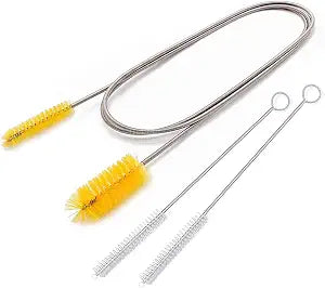 67" Flexible Drain Brush Set, Double Ended Long Hose Pipe Cleaner with 2 Pcs 8.2" Straw Cleaning Brushes, Nylon Tube Cleaner Tool for Refrigerator Defrost, Aquarium Filter, Sink Drain