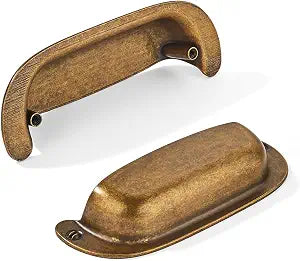 khtumeware 10 Pack 4"(102mm) Hole Center Vintage Drawer Retro Pulls Antique Brass Cabinet Bin Cup Pulls Bathroom Hardware Cabinet Handles Drawer Handles Knobs