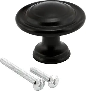 Prime-Line N 75681-3/8 In. Bi-Fold Door Knobs, Matte Black Finish (Single Pack)