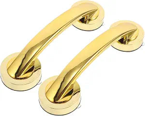 COLLBATH Suction Cup Grab Bars 2pcs Large Gold Suction Handrails Thickened Adhesive Bathroom Grab Rail for Seniors Sliding Shower Door Handles Safety Support Aids