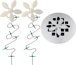 DrainWig Shower Drain Hair Catcher  Disposable Bathroom Hair Trap, Easy to Install in Shower Drain Cover, Helps Prevent Clogs  As Seen on Shark Tank  White Flower (2-Pack)