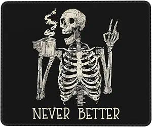 Skull Mouse Pad for Desk, Cute Skeleton Mouse Pads for Wireless Mouse, Funny Waterproof Mousepad for Office Laptop Computer, Non-Slip Rubber Base Stitched Edge (Color-D)