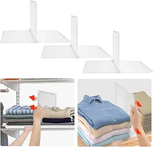 Shelf Dividers for Closet Organization, Portable Closet Shelf Divider, Closet Dividers for Shelves, Shelf Separators, Easy Access and Storage, Fits Wire Shelves and Wooden Boards 3pack