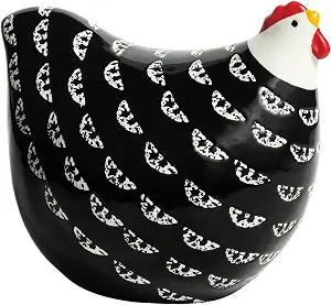 Mud Pie Black Medium Stoneware Chicken Sitter
