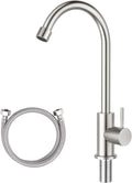 Brushed Nickel Stainless Steel High Arc Single Handle Single Hole Cold Water Faucet for Kitchen, Garden, Bar, Outdoor, Boat, Camping