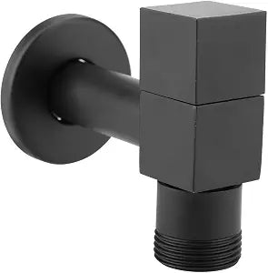 Washing Machine Faucet Square Wall Mount Cold Water Tap Laundry Faucet Tap Bathroom Faucet Modern Black Tap for Balcony Mop Sink Basin Garden (G3/4 Thread)