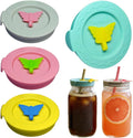 4 Pack Silicone Mason Jar Lids with Straw Hole,Regular&Wide Mouth